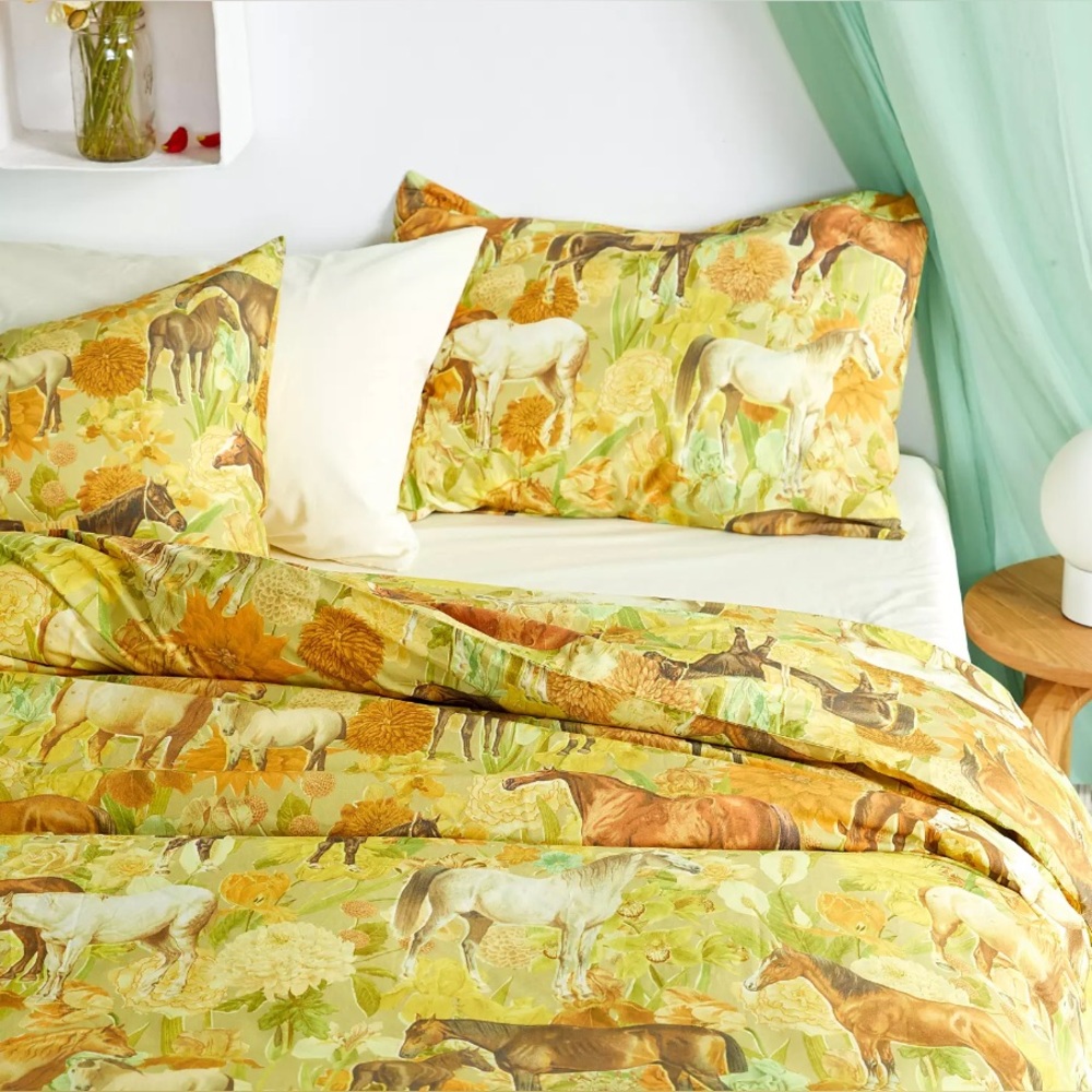 [Brand New]horse girl breezy cotton percale duvet set